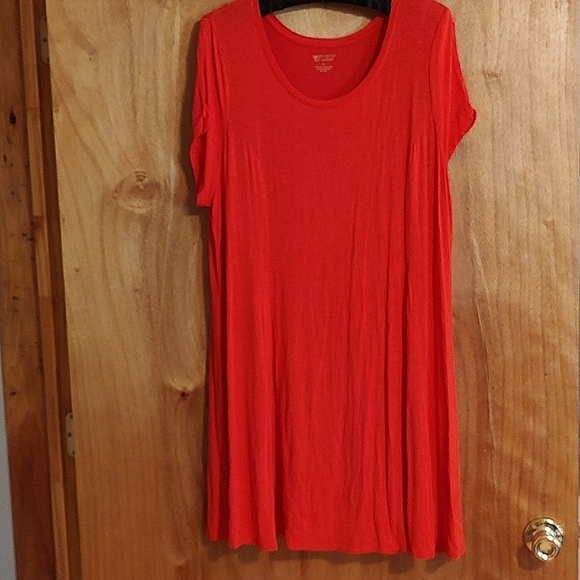 New Directions Coral Short Sleeve Cold-shoulder Slub Knit T-Shirt Dress Size XL - Picture 1 of 5
